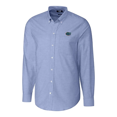 Men's Cutter & Buck Blue Florida Gators Stretch Oxford Big & Tall Long Sleeve Button-Down Shirt