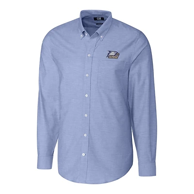 Men's Cutter & Buck Blue Georgia Southern Eagles Stretch Oxford Big & Tall Long Sleeve Button-Down Shirt