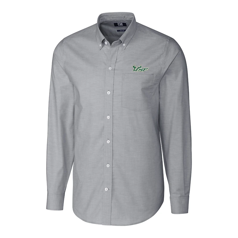 Men's Cutter & Buck Charcoal South Florida Bulls Stretch Oxford Big & Tall Long Sleeve Button-Down Shirt
