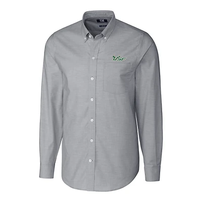 Men's Cutter & Buck Charcoal South Florida Bulls Stretch Oxford Big & Tall Long Sleeve Button-Down Shirt