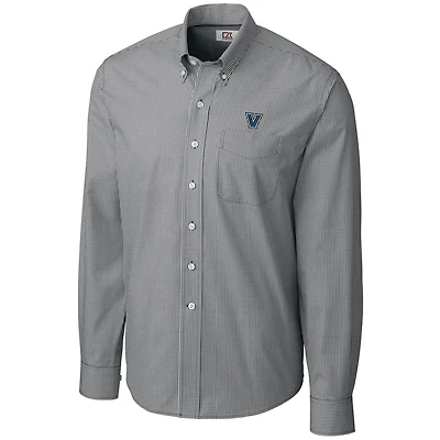 Men's Cutter & Buck Heather Charcoal Villanova Wildcats Epic Easy Care Gingham Big & Tall Long Sleeve Button-Down Shirt