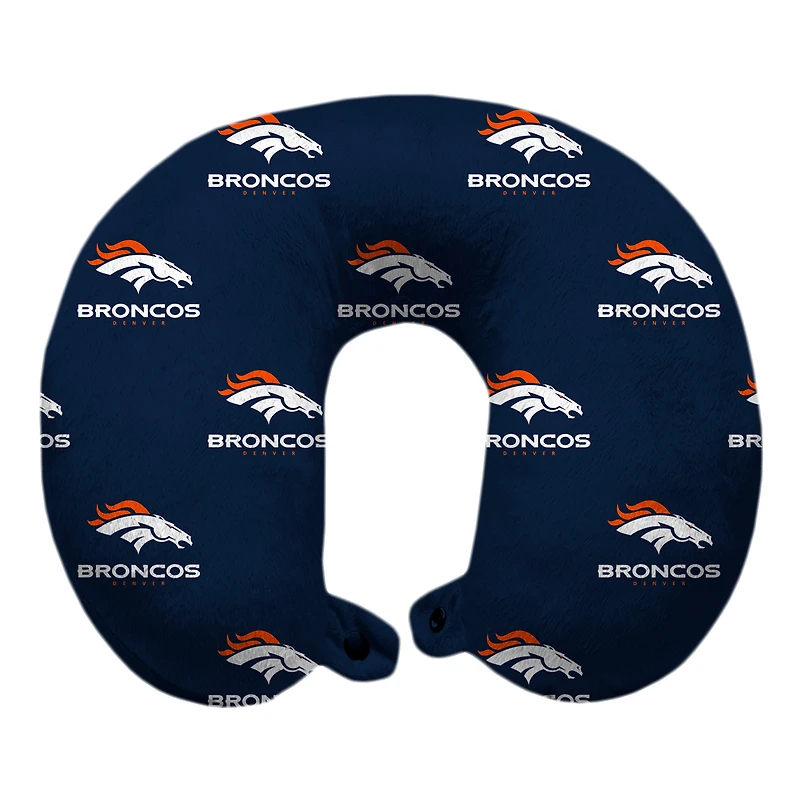Navy Denver Broncos Polyester-Fill Travel Pillow