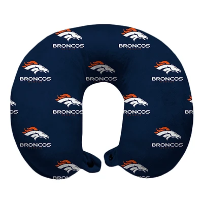 Navy Denver Broncos Polyester-Fill Travel Pillow