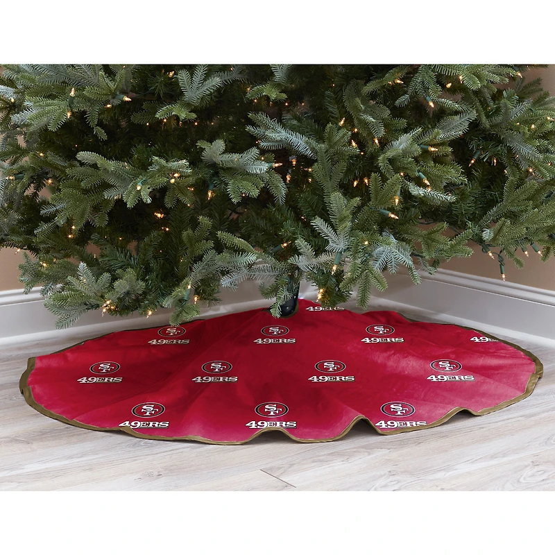 Red San Francisco 49ers Micro Plush Christmas Tree Skirt