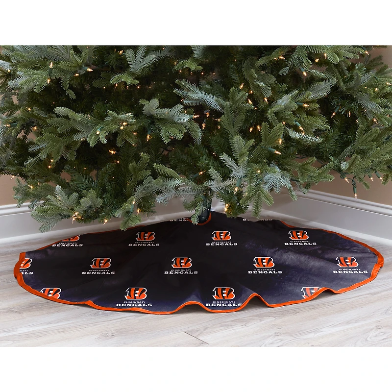 Black Cincinnati Bengals Micro Plush Christmas Tree Skirt