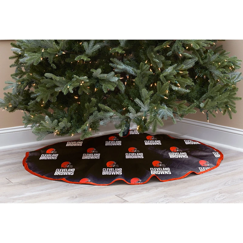 Brown Cleveland Browns Micro Plush Christmas Tree Skirt
