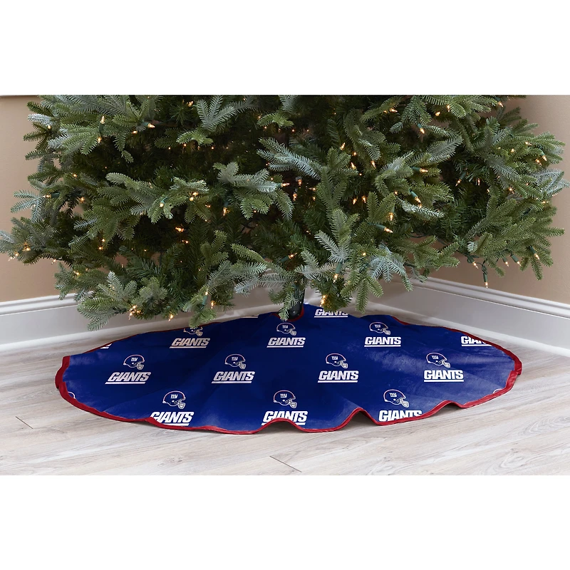 Blue New York Giants Micro Plush Christmas Tree Skirt