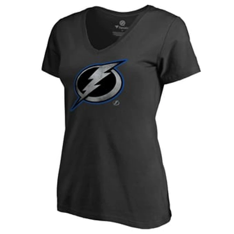 Women's Black Tampa Bay Lightning Core Smoke V-Neck T-Shirt