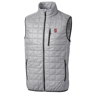 Men's Cutter & Buck Silver Stanford Cardinal Rainier Full-Zip Vest