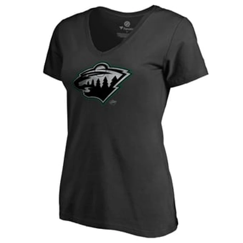 Women's Black Minnesota Wild Core Smoke V-Neck T-Shirt