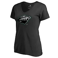 Women's Black Minnesota Wild Core Smoke V-Neck T-Shirt