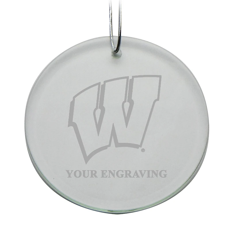 Wisconsin Badgers Round Crystal Personalized Ornament