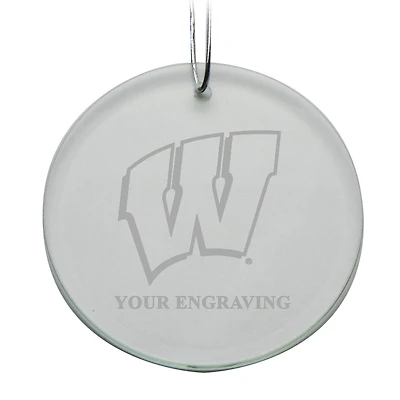 Wisconsin Badgers Round Crystal Personalized Ornament