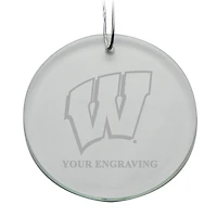 Wisconsin Badgers Round Crystal Personalized Ornament