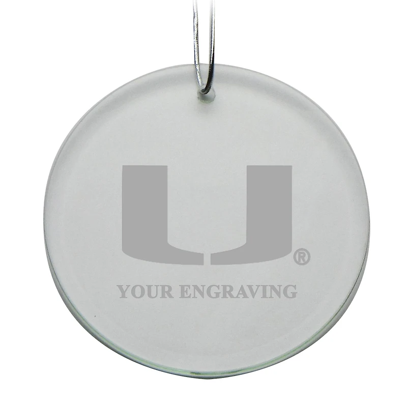 Miami Hurricanes Round Crystal Personalized Ornament