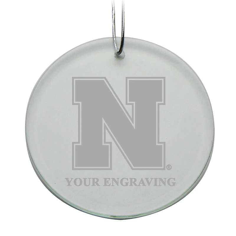 Nebraska Huskers Round Crystal Personalized Ornament