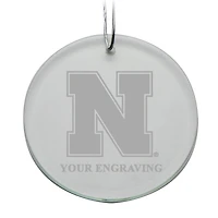 Nebraska Huskers Round Crystal Personalized Ornament