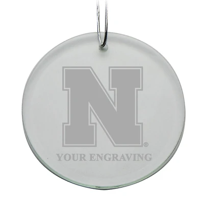 Nebraska Huskers Round Crystal Personalized Ornament