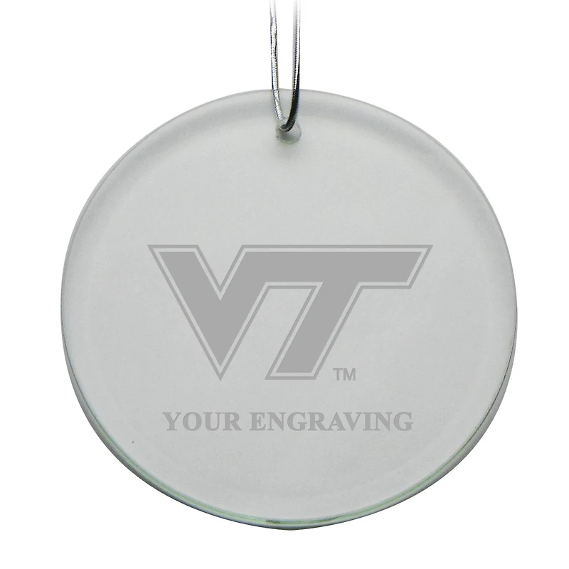 Virginia Tech Hokies Round Crystal Personalized Ornament