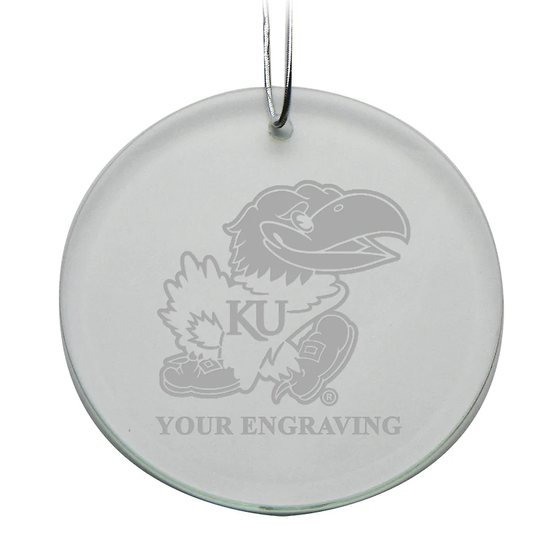 Kansas Jayhawks Round Crystal Personalized Ornament