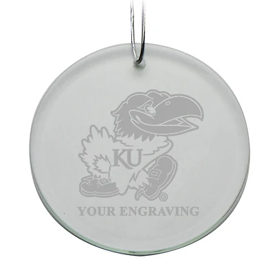 Kansas Jayhawks Round Crystal Personalized Ornament