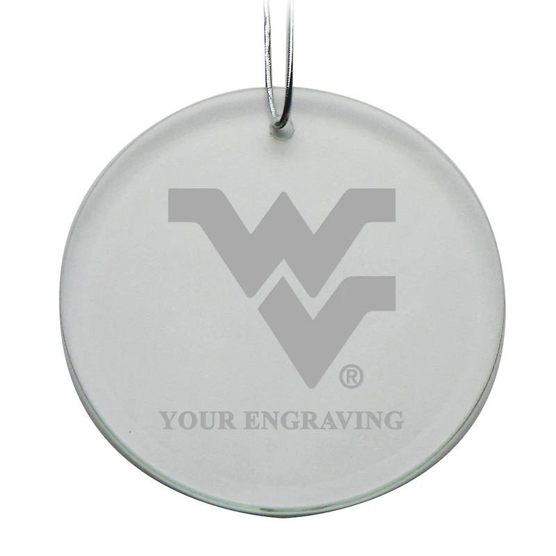 West Virginia Mountaineers Round Crystal Personalized Ornament