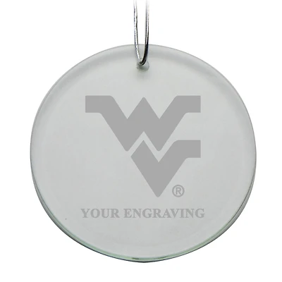 West Virginia Mountaineers Round Crystal Personalized Ornament