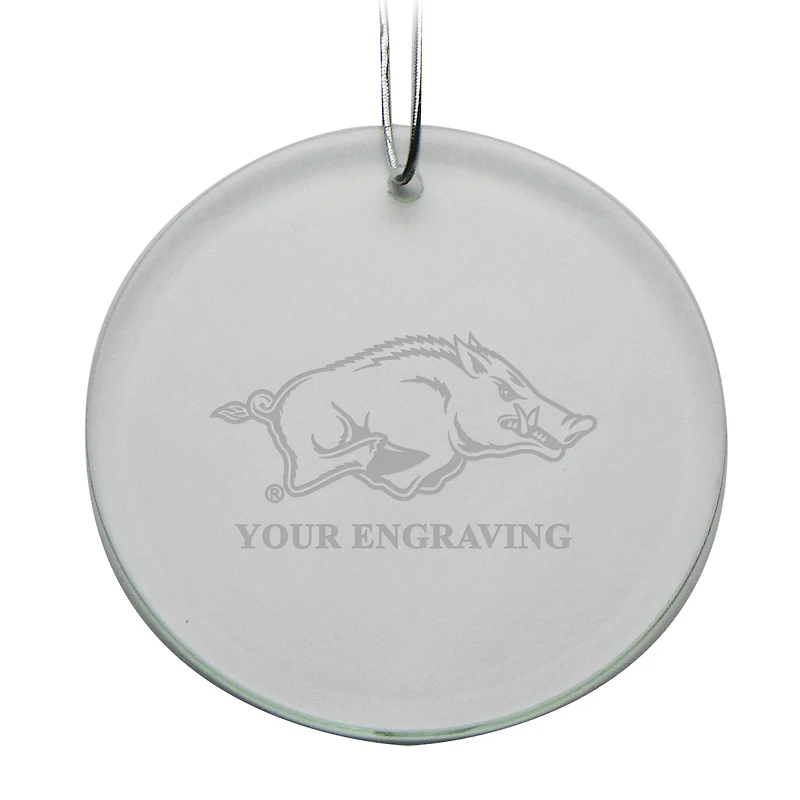 Arkansas Razorbacks Round Crystal Personalized Ornament
