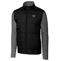 Men's Cutter & Buck Black Washington Huskies Stealth Full-Zip Jacket