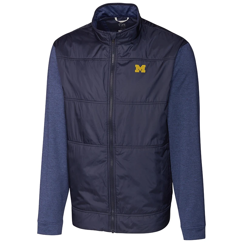Men's Cutter & Buck Navy Michigan Wolverines Stealth Full-Zip Jacket
