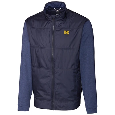 Men's Cutter & Buck Navy Michigan Wolverines Stealth Full-Zip Jacket