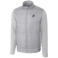 Men's Cutter & Buck Silver Kansas Jayhawks Stealth Full-Zip Jacket