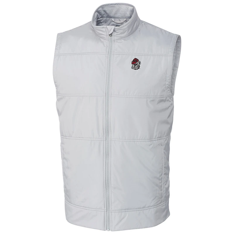 Men's Cutter & Buck  Silver Georgia Bulldogs Stealth Full-Zip Vest