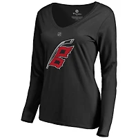 Women's Black Carolina Hurricanes Team Alternate Long Sleeve V-Neck T-Shirt
