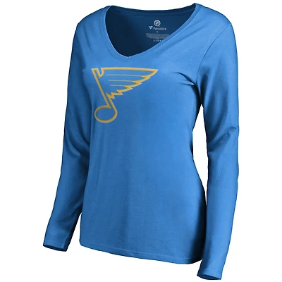 Women's Blue St. Louis Blues Team Alternate Long Sleeve V-Neck T-Shirt