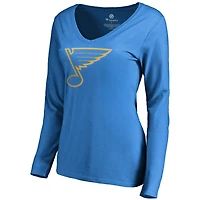 Women's Blue St. Louis Blues Team Alternate Long Sleeve V-Neck T-Shirt