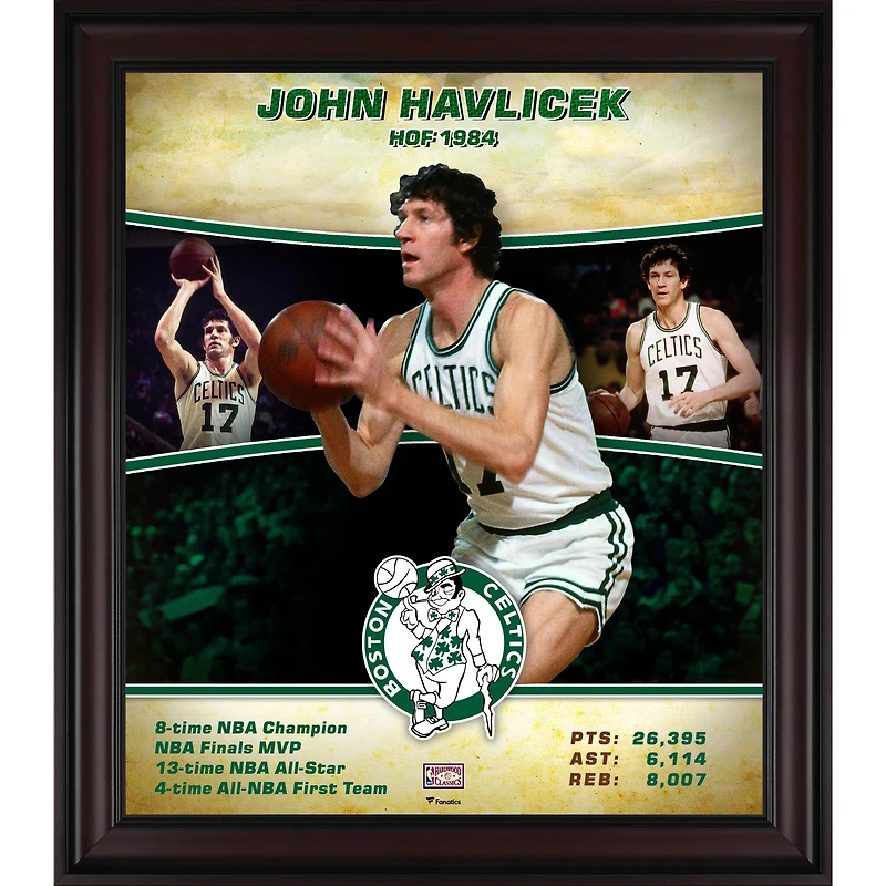 John Havlicek Boston Celtics Framed 15" x 17" Hardwood Classics Player Collage