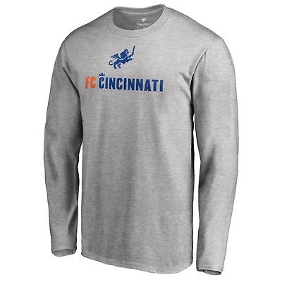 Men's Heather Gray FC Cincinnati Victory Arch Long Sleeve T-Shirt