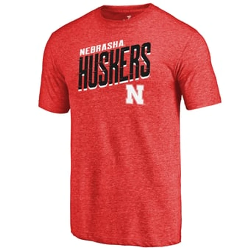 Men's Scarlet Nebraska Huskers Slant Strike Tri-Blend T-Shirt