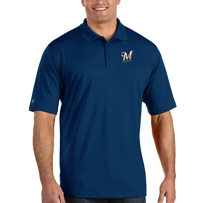 Men's Antigua Navy Milwaukee Brewers Pique Xtra Lite Big & Tall Polo
