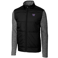 Men's Cutter & Buck Black Washington Huskies Big & Tall Stealth Full-Zip Jacket