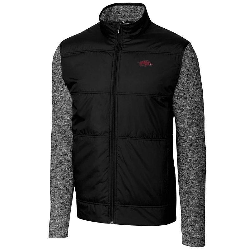 Men's Cutter & Buck Black Arkansas Razorbacks Big & Tall Stealth Full-Zip Jacket