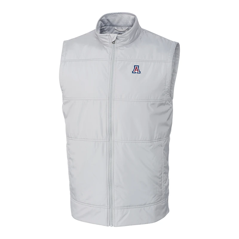 Men's Cutter & Buck Gray Arizona Wildcats Big & Tall Stealth DryTec Full-Zip Vest