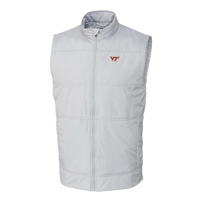 Men's Cutter & Buck Gray Virginia Tech Hokies Big & Tall Stealth DryTec Full-Zip Vest