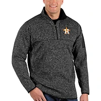 Men's Antigua Heather Black Houston Astros Fortune Big & Tall Quarter-Zip Pullover Jacket