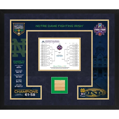 Notre Dame Fighting Irish Framed 20" x 24" 2018 NCAA Women's Basketball National Champions Collage with Game-Used Court from the 2018 Final Four - Limited Edition of 500