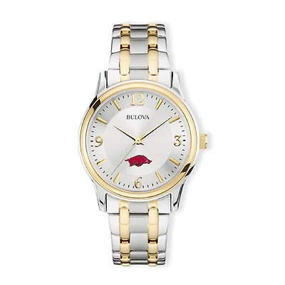 Bulova Silver/Gold Arkansas Razorbacks Classic Two-Tone Round Watch