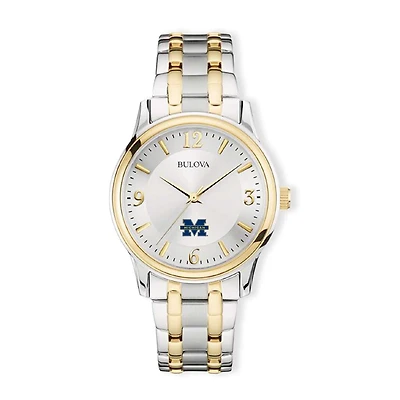 Bulova Silver/Gold Michigan Wolverines Classic Two-Tone Round Watch