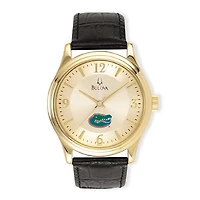 Men's Gold/Black Florida Gators Stainless Steel Leather Band Watch