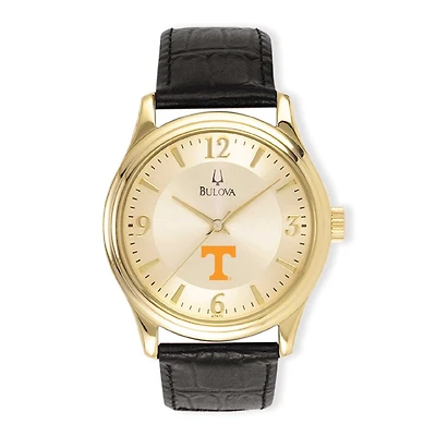 Men's Gold/Black Tennessee Volunteers Stainless Steel Leather Band Watch